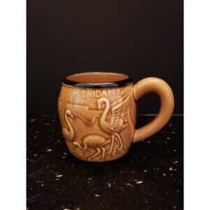 FLORIDA Mug Cup Yellow Gold Flamingos Boat Sun Narwhal UNIQUE Vintage